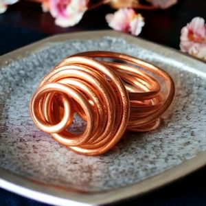 Orchid & Vine Handcrafted Artisan Copper Wire Swirl Womens Statement Ring